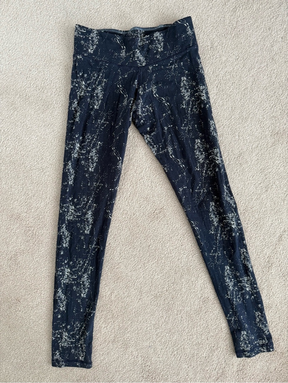 Tasc Navy Marble Print Leggings- size M